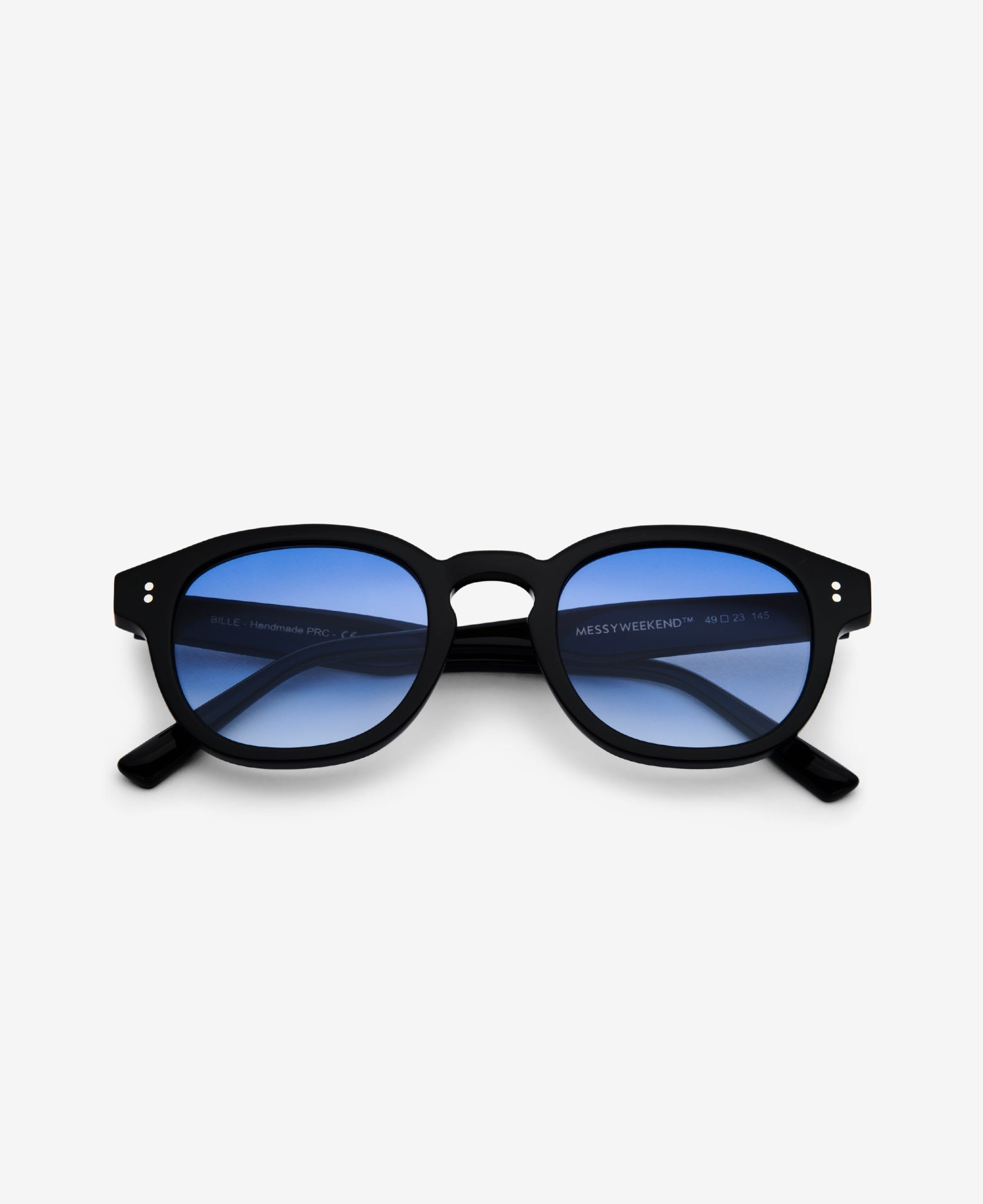 BILLE Black Blue Lens Round Sunglasses MESSYWEEKEND